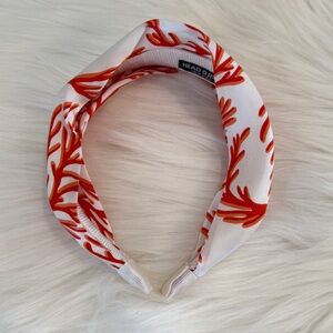 Coral and White Scarf Hairband